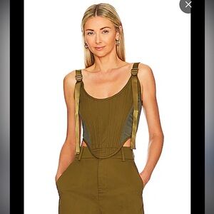 L'Academie Rey Corset Top in Olive Green Size Large